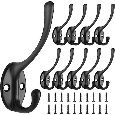10 stk. Retro Frakke Krog Væg Frakke Krog Vintage Metal Dør Krog til Frakke Stativ Badeværelse Køkken Sort