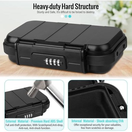 Kannettava vedenpitävä kassakaappi koodilla ja vaijerilla—pa