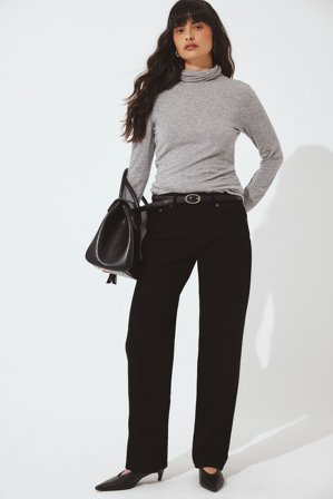 NA-KD - Way midje rett jeans - Mid waist jeans - Svart - EU 34