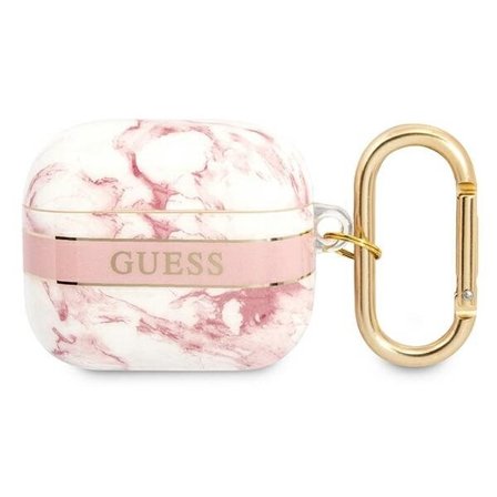 Guess AirPods 3 Suojus Vaaleanpunainen Marble Strap Collection