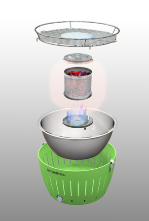 LotusGrill XL Røykfri kullgrill Rød Ø40,5cm G435