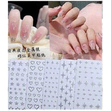 5 Arkkia Kynsitaidetarra Itseliimautuvat Kynsikoristeet Naisille Pienet Kynsitarra Tähdet Sydän Kynsitarra Kynsitaiteen Koristeluun Manikyyri 