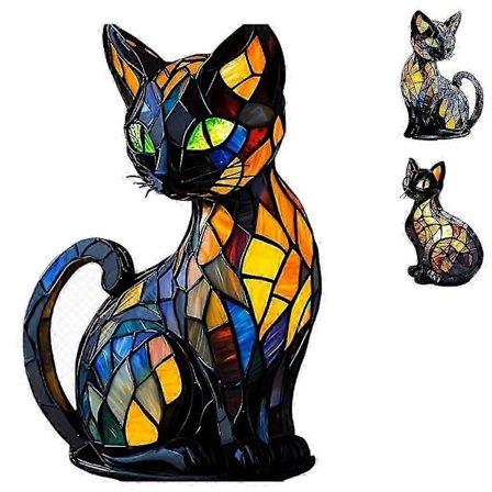 Kat Lampe Mosaik, Lysende Kat, Kat Lampe Tiffany, Kat Lampe Farvet Glas, Kat Lampe, Solymall Kat Lampe