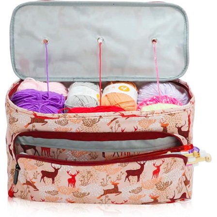 Stickad väska Garnförvaringsväska för virkning och väska, Ull