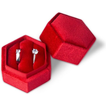 Vigselringask, Hexagon Corduroy Ring Box 2 Slots Ring Box wit
