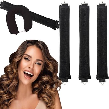 ING Krølltang, Varme-frie Krøller, 3-Pakke Varme-frie Nattkrøller, Myke Hårextensions for Natten, Varme-frie Krøller for Alle Hårtyper (Svart)