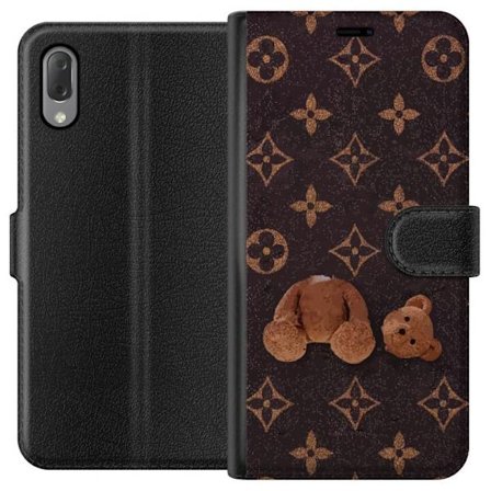 Kompatibelt Lommeboketui til Sony Sony Xperia L3 Grafiskt monogram mønster med en stilisert teddybjørn i en kunstnerisk stil