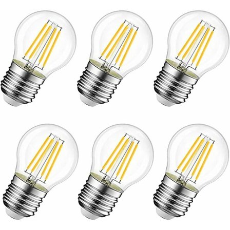 LED Filament Pære E27 G45, 6W svarende til 60W Vintage Halogen Pære, Varmt Hvidt 600Lm 2700K, Ikke Dæmpbar, Pakke med 6.