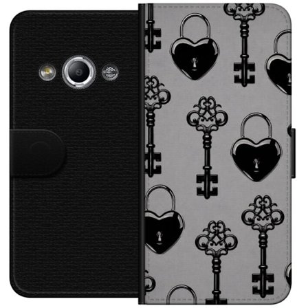 Yhteensopiva Lompakkokotelo Samsung Galaxy Xcover 3 Sydämet lukko ja avaimet tummassa ylellisessä kontrastissa
