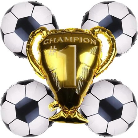 4 st 18 tum Fotbollsballonger och 1 st 24 tum Stor Storlek Trophy Ballon Fotbollsfest Dekorationer Folie Sportballonger för VM-fest Sport