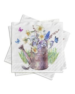 Servietter Blomsterkanne Rosa