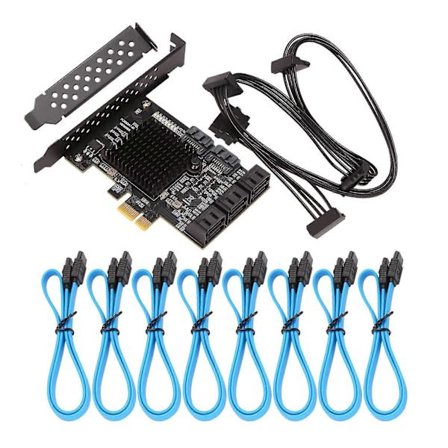 PCIE SATA-kort 8 Port, 6Gbps SATA 3.0 PCIe-kort, PCIe til SATA Controller-udvidelseskort, Understøtter 8 S