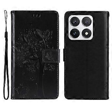 KT Imprinting Flower Series-3 Fodral till Xiaomi 14T Pro Katt Träd Mönster Flip Läder Telefonskal (Stil J)