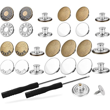 Premium 26 set knappar för jeans, utan sömnad, justerbara knappar, dra åt eller förläng midjan på byxor, avtagbara och återanvändbara