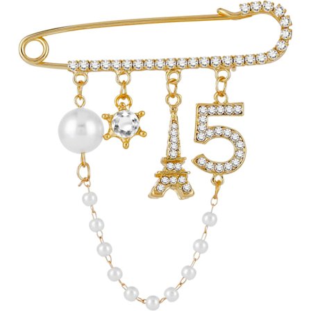 7×6×1cm Nummer 5 Slag Nål og Brosjer Vintage Imitert Perle Rhinestone Krystall Brosje Nål for Kvinner Rhinestone Smykke