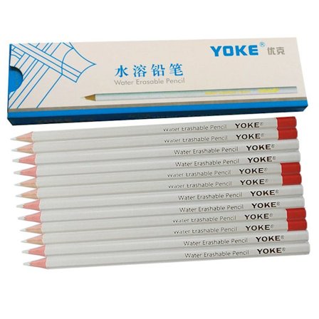 12 stk Vannløselig blyant Vannslettbar blyant HVIT