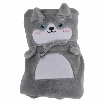 Flanellfilt Söt djurform Mjuk hudvänlig bärbar tupplur för bäddsoffa Office Sovsal Husky 80x100cm / 31,5x39,4in