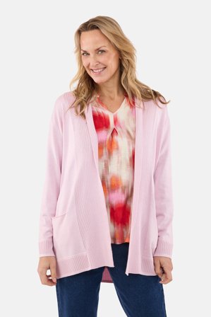 SIGNATURE - Strik Cardigan - Lyserød - Åben Front