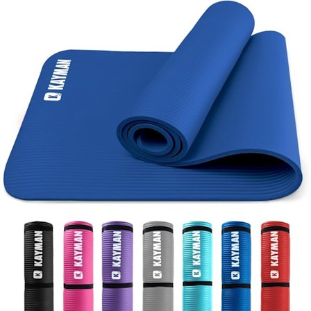 Yogamatta – Multifunktionell Extra Tjock Skumträningsmatta – Idealisk Golvmatta för Pilates, Stretching, Styrketräning & Terapi – 183 x 60 cm (Blå)