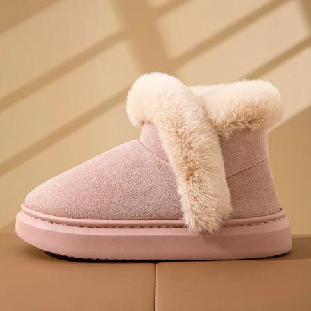 Litfun Kvinders Vinter Pels Sne Støvler Udendørs Varme Fuzzy Foret Bomuld Støvler Anti-slip Komfort Hus Bomuldssko Bløde Plys Sko Pink2 36-37
