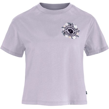 Fjällräven Women's Fjällblomster Logo T-Shirt in Lavender Mist/Grau, Bio-Baumwolle | Size: Large