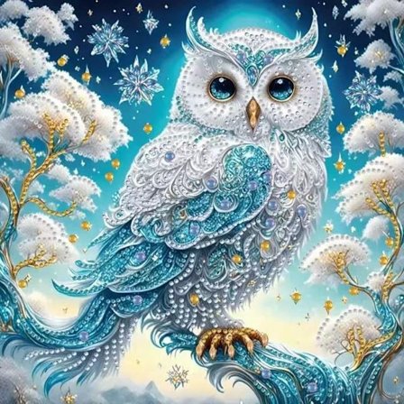 Uggla Diamantmaleri 30x30 cm 5D Specialform DIY Diamantperler Vægkunst Boligdekoration Begyndervenlig