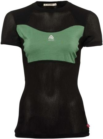 Aclima - WoolNet Light T-shirt lyhythihainen - Naisten - verkkoaluspaita - Musta/vihreä- Kerrastohousut- Flanelli ja Kauluspaidat - Naisten