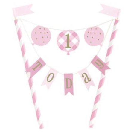 1-årsfest kagepynt pink prikker