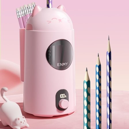 Elektrisk blyantspisser, helautomatisk blyantspisser for nr. 2/fargeblyanter (7-12 mm), automatisk inn og ut, fullstendig håndfri opplading