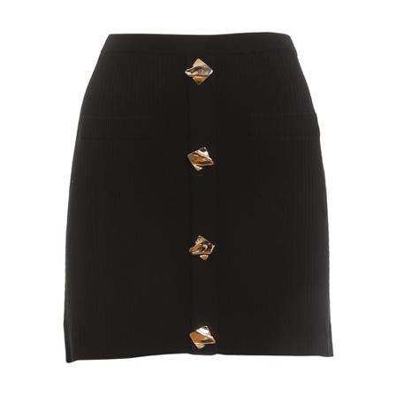 Self Portrait, Ribbet Knit Mini Skirt Czarny, Kobieta, Rozmiar: M