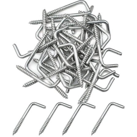 Nya Modeller 40 st Multifunktionella L-krokar Skruvar Skruvkrok Kolstål Fyrkantiga Krokskruvar