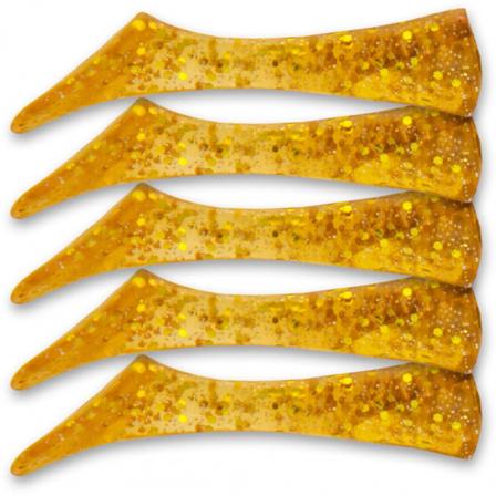 Headbanger Shad 11cm Replacement Tails (5-Pack), Golden Glitter