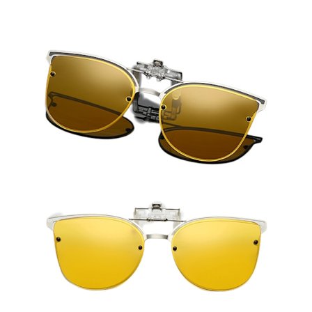 Klips på solbriller - Polariserte klips på solbriller med flip-up-funksjon som passer over briller med UV-beskyttelse Klips på solbriller for kjøring 