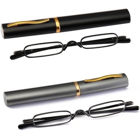 Mini smale lesebriller Fjærhengsel Metall Lesehjelp Unisex med Etui