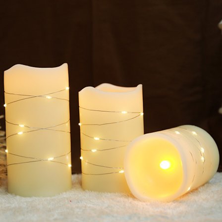 LED ekte vokslys med fjernkontroll, timerfunksjon, parafin, flamel