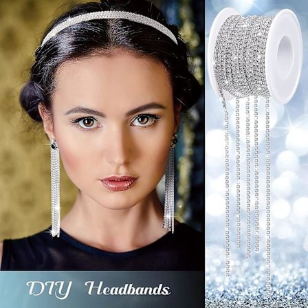 10 meter 2mm Rhinestone kæde, guld trim bling streng til Diy smykkefremstilling håndværk sko charms(Sliver)