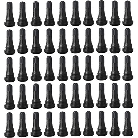 50 stk Dækventil, Bil Slangefri Dækventilhætte TR413, Slangefri Ventiler til Bil Dæk, TR413 Snap-in Bil Gummiventiler, Sort