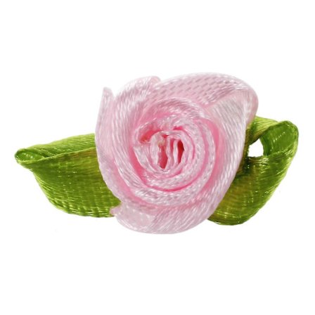 100 stk Mini Satengbånd Rose Blomst Blad Bryllupsdekor Applikasjoner Søm Diy Hovedfarge: rosa