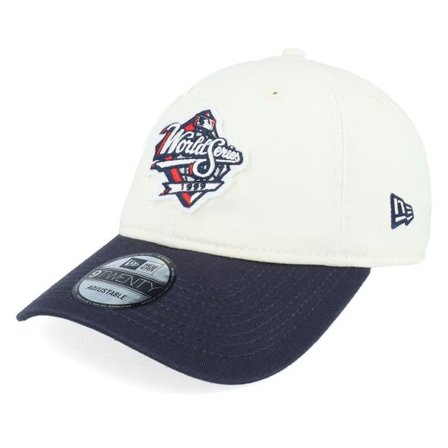 New Era - MLB Beige unconstructed Keps - World Series 99 Patch 9TWENTY Stone/Navy Dad Cap @ Hatstore