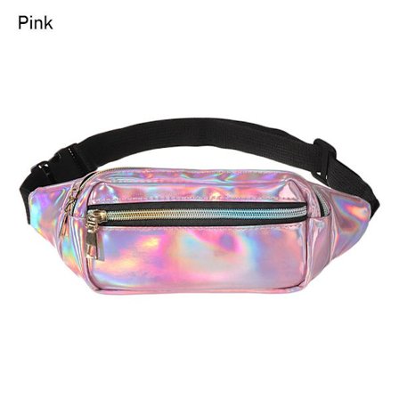 Uudet laserholografiset vyötärölaukut Fanny Pack Slim Shiny pink - varastossa