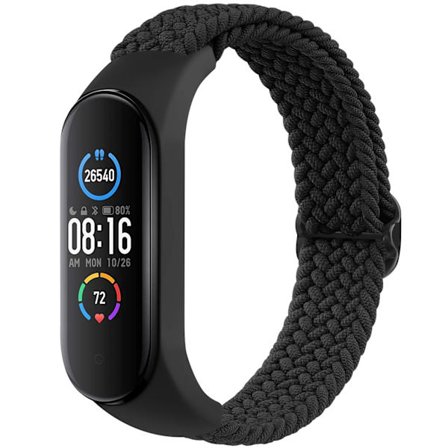 Kompatibel med Xiaomi Mi Band 7 6 5 4 3 Flätat armband Elastiskt justerbart armband Kompatibelt med Amazfit Band 5 Ersättningsarmband Svart