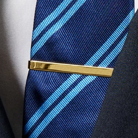 Polished Gold-Tone 5.5 cm Rounded Tie Bar for Men