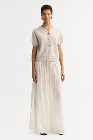 Soft Goat - Brushed short sleeve cardigan - Cashmere cardigan - XL - Chalk