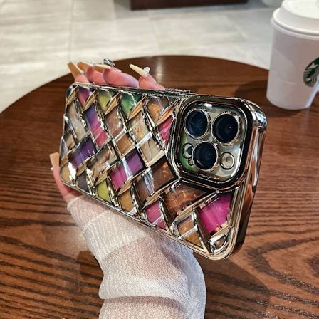 QD-Kompatibel med iPhone 14 Pro Max färgglatt glänsande mobiltelefon baksida lyxig elektroplätering tjej skal tpu-kompatibel med iPhone 14 13 12