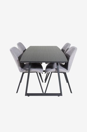 Venture Home - Spisegruppe Inca med 4 spisebordsstole Gemma - Sort - Spisegrupper - Fra Homeroom