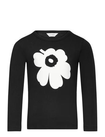 Yksi Unikko Placement Ii Tops T-shirts Long-sleeved T-shirts Black Marimekko