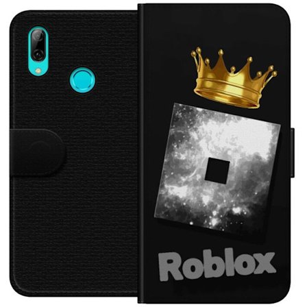Kompatibelt Lommeboketui til Huawei Huawei P smart 2019 Minimalistisk svart og sølvfarget Roblox-symbol med gylden krone og luksuriøs gamer-estetikk