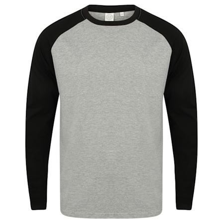 Skinnifit Herr Raglan Långärmad Baseball T-Shirt M Heather Grå Heather Grey / Black M