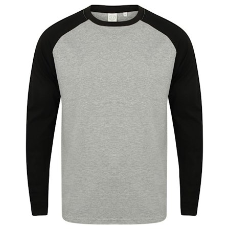 Skinnifit Herr Raglan Långärmad Baseball T-Shirt M Heather Grå