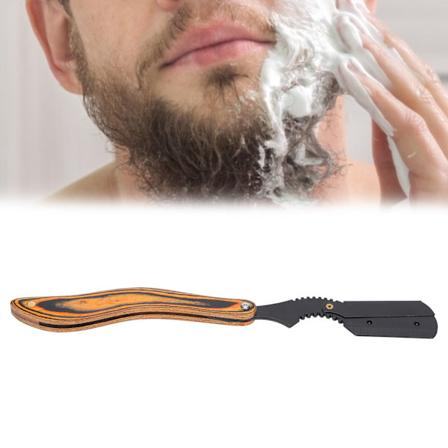 Gammeldags Straight Edge Razor til Mænd - Foldbar Manuel Razor med Træhåndtag til Skægbarbering